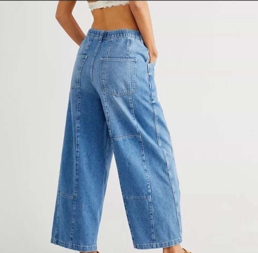 Free People Easy Yuki Pull-On Barrel Jeans Size M - Picture 2 of 6